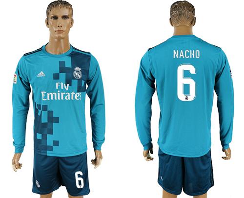 Real Madrid #6 Nacho Sec Away Long Sleeves Soccer Club Jersey